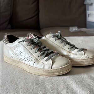 P448 John Low Top Leather Sneakers in Pearl & Gold Bubble